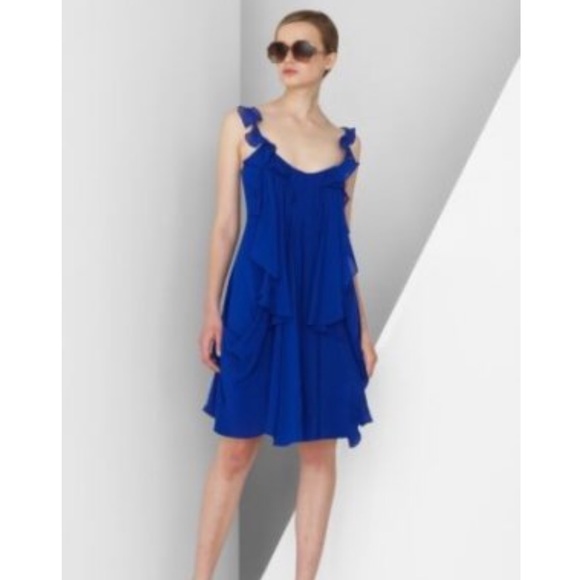 BCBGMaxAzria Dresses & Skirts - BCBG Maxazria Blue ruffle dress 8
